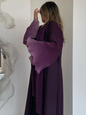 Middle-East Abaya Muslim Flare Sleeve Casual Arabian Pleated Open Front Abayas Turkey Kaftans Women Jilbabs Islamic Maxi Dresses - Image 2
