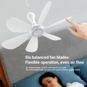 USB Fan Silent 6-blade Ceiling Fan 4-speed Hanging Fan for Camping Bed Camping Outdoor Hanging Camper Tents - Image 4