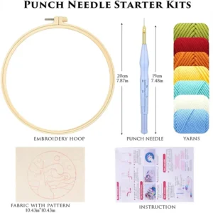 Diy Punch Needle Kit Cross Stitch For Beginner Flowers Yarns and Sewing Needles Embroidery Starter Kits For Diy Gift Home Decor - Image 2