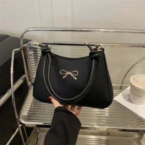 French Butterfly Knot Large Capacity Casual Solid Retro Simple Quality Women's Single Shoulder Armpit Bag Soft Square Shape