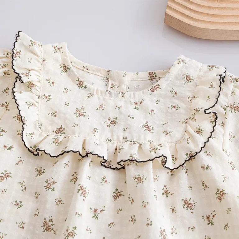 Children Clothing Girls Korean Style Floral Fresh Shirt Baby Foreign Lace Shirt Spring New Long-sleeved Shirt - Image 4