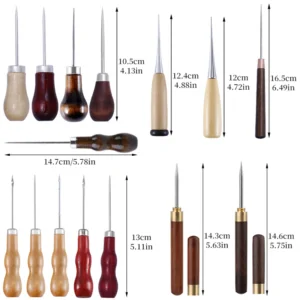 KRABALL Wooden Handle Awl Leather Punching Awl Sewing Stitching Tool For DIY Handmade Stitcher Needlework Shoes Bag Repair Tool - Image 2