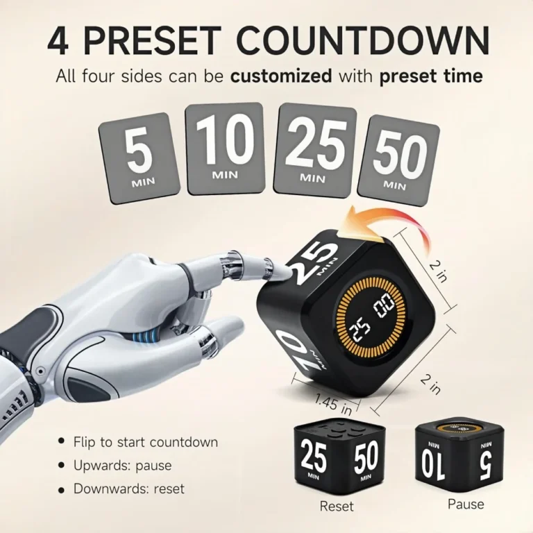 Kitchen Digital Timer Clock Pomodoro Visual Timer,Gravity Senso Chronometer Study Timer Children Stopwatch Timer for Studying - Image 2