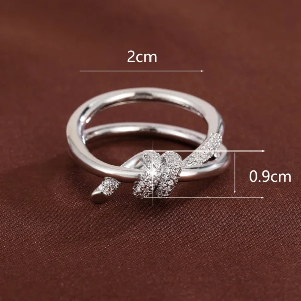 Fashion Classic Knot Shaped Ring Women'S Cz Copper Ring For Gift Daily Wear - Image 5