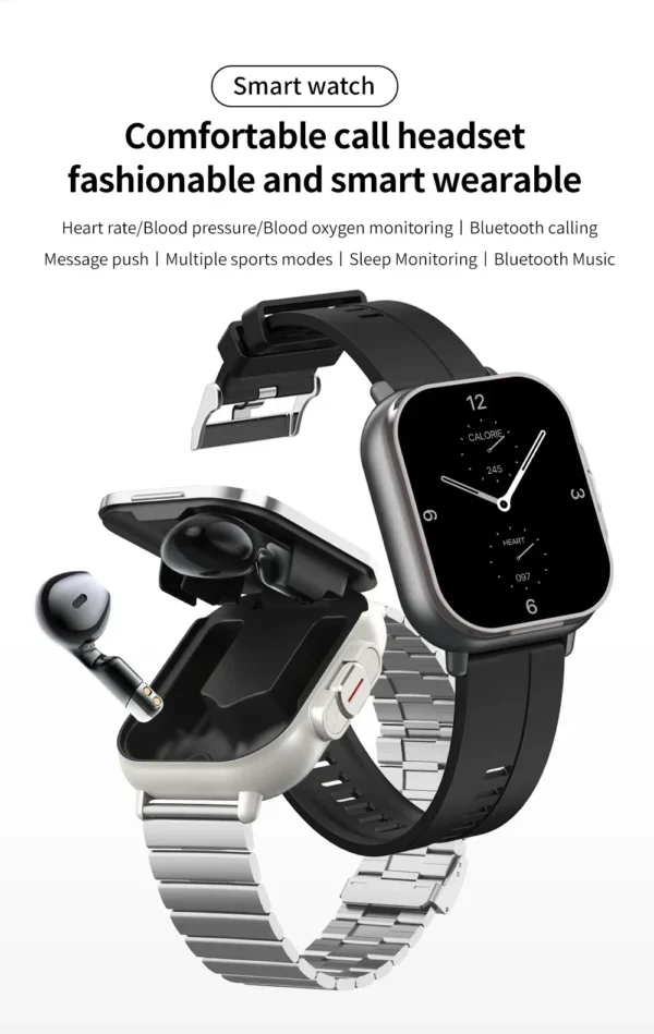 for Doogee S Cyber S Punk S118 S200 X Smart Watch TWS 2 In 1 Wireless Bluetooth Noise Cancelling Earphones Watch Heart Rate NFC - Image 6