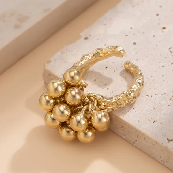 IngeSight.Z Creative Design CCB Small Ball Ring for Women Men Trending Irregular Metal Open Finger Ring Couple Punk Jewelry - Image 4