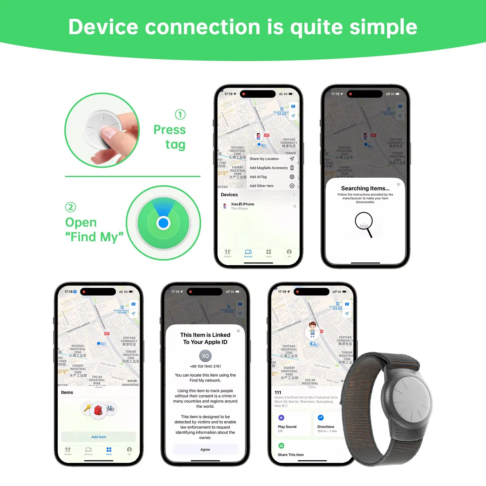 Waterproof bracelet GPS Tracker for Kids (iOS only)Teen,Special Needs,Real Time Tracker Works with Find My (iOS Only) APP - Image 4
