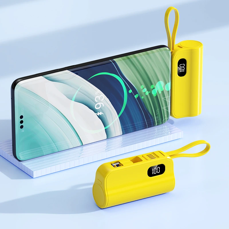3/1 Capsule Power Banks 5000mah Mini Charging Emergency Tail Plug 22.5w Mobile Shared Powerbank Built-in Cable/invisible Bracket - Image 5