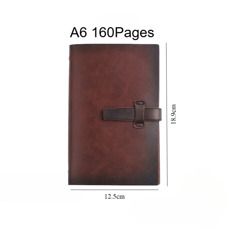 A6 160pages Binder Journal PU Leather Refillable Loose Leaf Personal Planner Organizer Ruled Notebook Buckle Business Office - Image 6