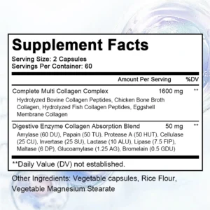 Multiple Collagen Complex Capsules - Hair, Skin, Nail, Bones, Joint Health Support, Antioxidant, Strengthens Immune System