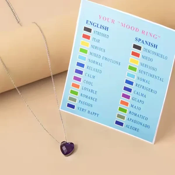 Water Drop Heart Thermochromic Bead Necklace Temperature Color-Changing Mood Bead Necklace For Women - Image 4