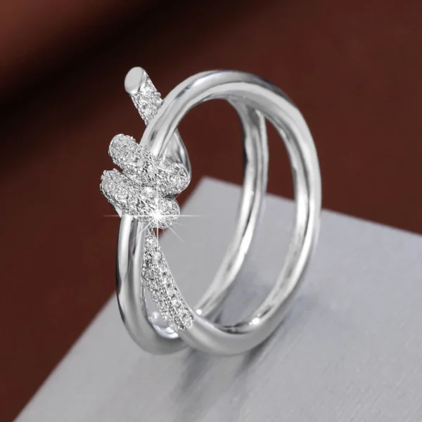 Fashion Classic Knot Shaped Ring Women'S Cz Copper Ring For Gift Daily Wear - Image 3
