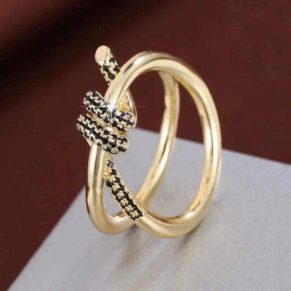 Fashion Classic Knot Shaped Ring Women'S Cz Copper Ring For Gift Daily Wear - Image 2