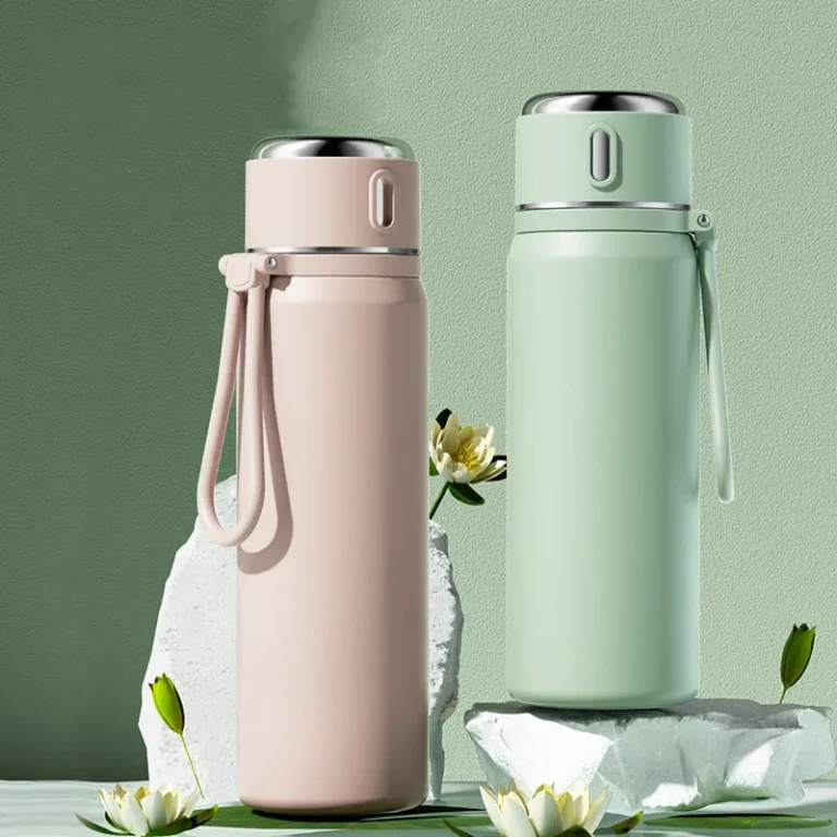 450/550ml 316 Stainless Steel Thermos Bottle Smart Temperature Display One Cup Two Drinks with Filter Screen Portable Handle - Image 2