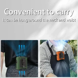 10000mAh Waist Fan with 5 Speeds & Light 40H Hands-Free Wearable Neck Fan for Outdoor Jobsite Travel Long Time for Camping - Image 2