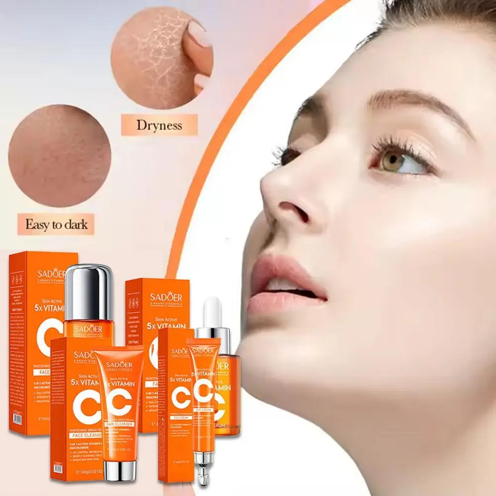 NEW Vitamin C Facial Cleanser Face Wash Foam Cleanser Deep Cleansing Moisturizing SET Vitamin C Eye Cream Hydrating Skin Care