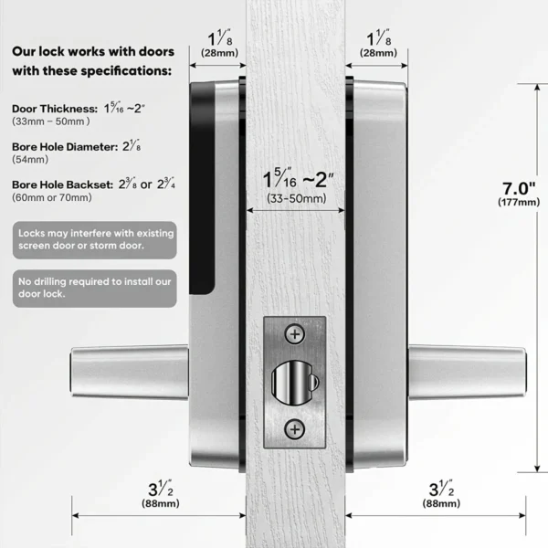 Smart Fingerprint Door Lock App Remote Control Keyless WIFI Digital Touchscreen Lock NFC IP67 Waterproof with 2 IC Cards - Image 3
