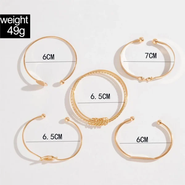 5Pcs/set Personalized Simple Chain Bracelet Retro Fashion Smooth Geometric Open Bracelet Bracelet Set, Suitable for Daily Wear - Image 6