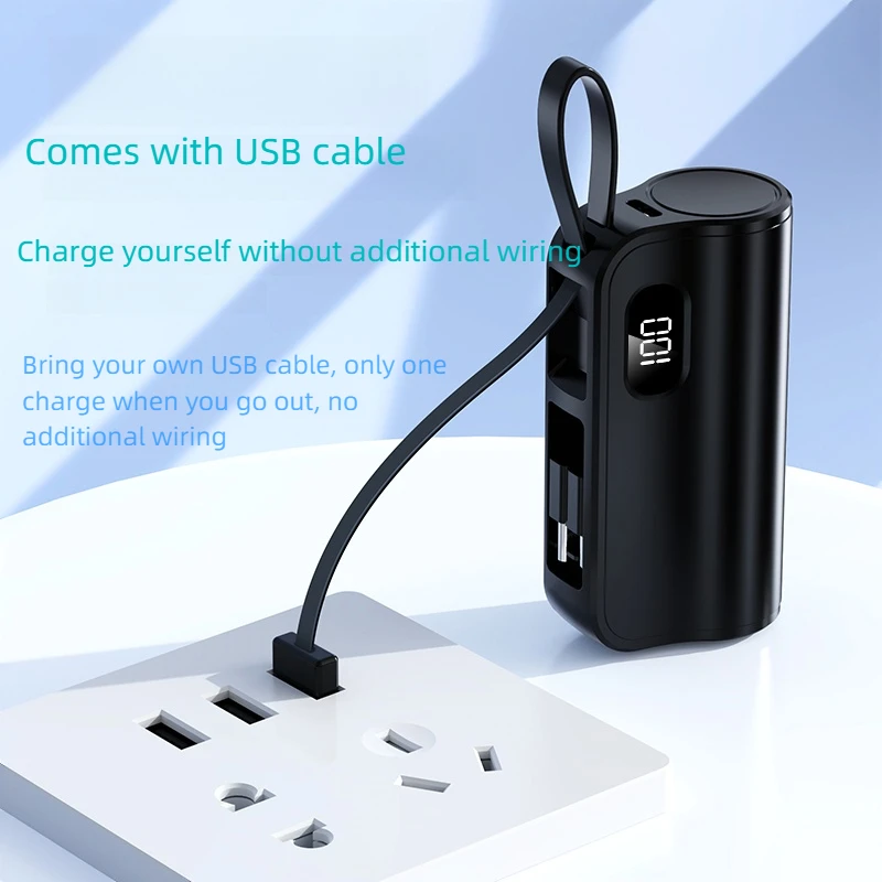 3/1 Capsule Power Banks 5000mah Mini Charging Emergency Tail Plug 22.5w Mobile Shared Powerbank Built-in Cable/invisible Bracket - Image 2