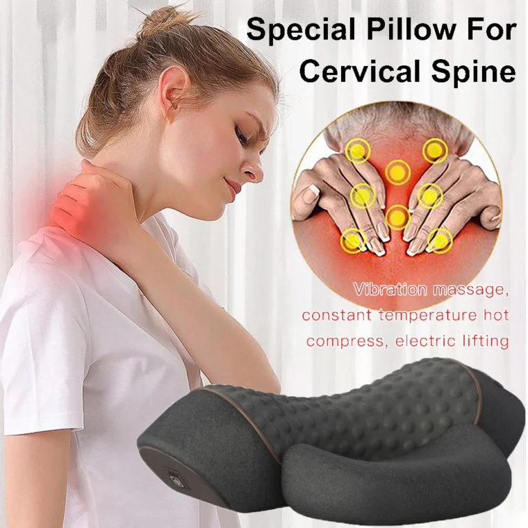 Electric Neck Massager Cervical Pillow Hot Compress Vibration Massage Neck Traction Relax Pillow Spine Support Massager Pillow - Image 4