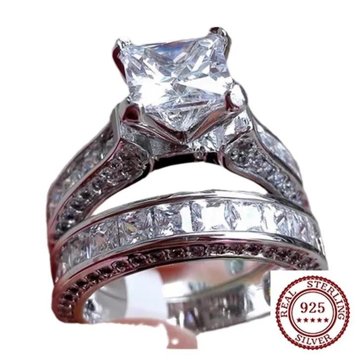 2025 New Trendy 925 Pure Silver Classic Temperament Atmospheric Fashion Classic Women's Diamond Set Zircon Luxury Ring