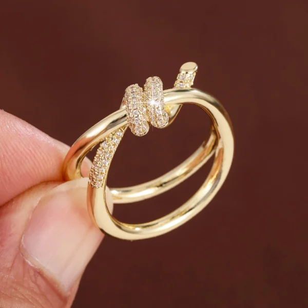 Fashion Classic Knot Shaped Ring Women'S Cz Copper Ring For Gift Daily Wear - Image 6