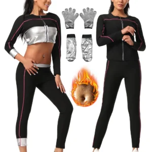 Women's Long Sleeve Fitness Sauna Suit Sweat Absorbing Outdoor Running Sportswear Slimming Body Shaping Underwear Set
