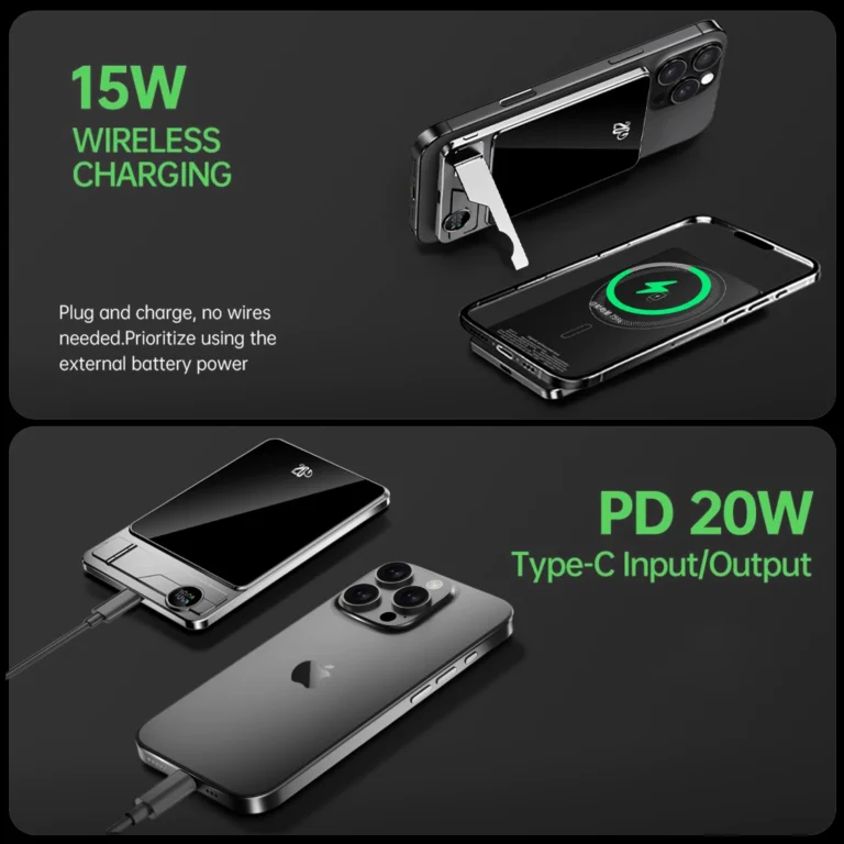 10000mAh Ultra Slim Power Bank for MagSafe,Magnetic Wireless 20W Fast Charging Portable Battery For iPhone Samsung Xiaomi iWatch - Image 3