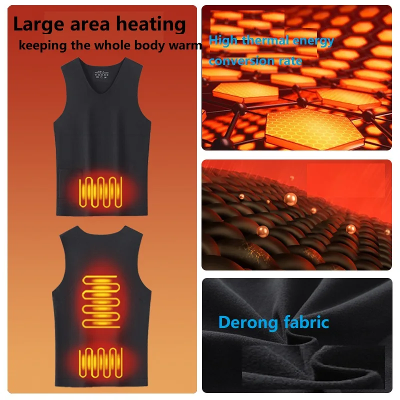 Heated Jacket Men Women Warm Seamless Vest USB Self Heating Jacket Ski Camping Hiking Heated suede Winter Clothes Washed - Image 3