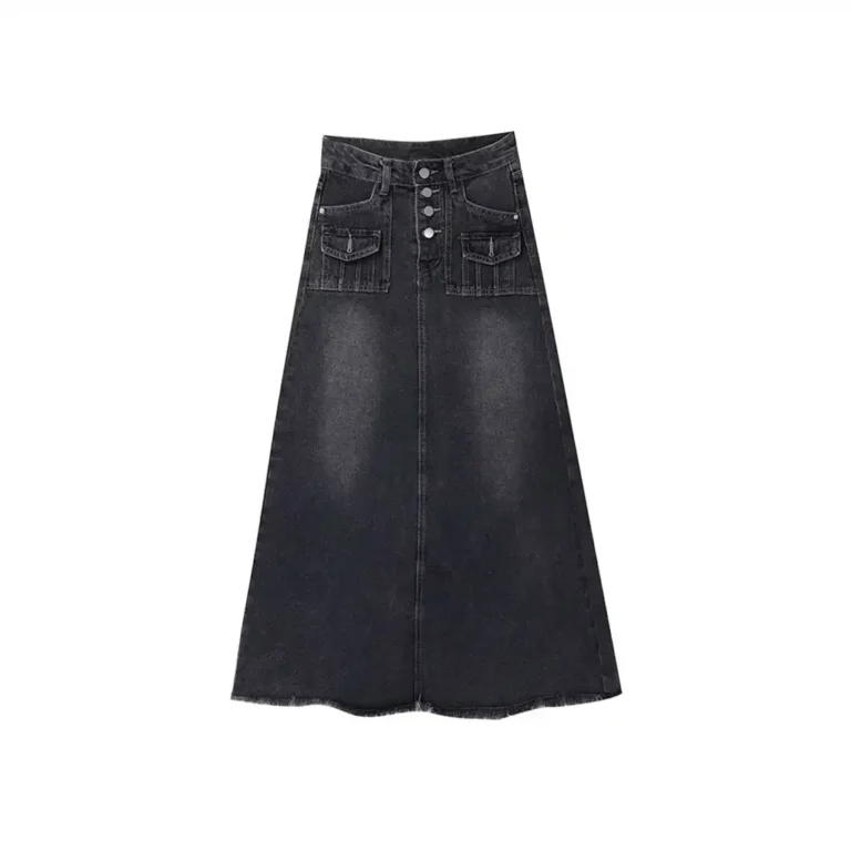 High Waist A- Line Mini Skirt Women's Denim Vintage Design Spring Autumn Winter Cotton Knitted Korean Style Half Body Skirts - Image 5