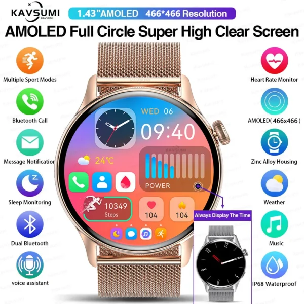 2025 NFC Smart Watch Amoled HD GPS Track Sports Heart Rate Bluetooth Call Waterproof Ladies Women Smartwatch For Huawei Xiaomi - Image 2