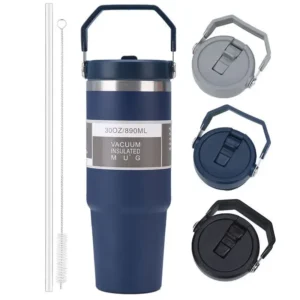 Large Capacity Stainless Steel Vacuum Insulated Thermos with Straw Portable High Aesthetic Value Handheld Car Cup Ice King - Image 3