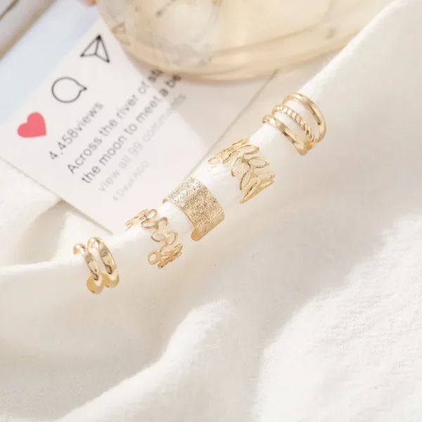 Gold Silver Color Leaves Clip Earring for Women Men Creative Simple C Ear Cuff Non-Piercing Ear Ear Clip Set Trendy Jewelry Gift - Image 5