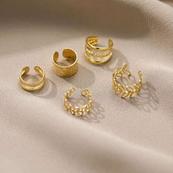 Gold Silver Color Leaves Clip Earring for Women Men Creative Simple C Ear Cuff Non-Piercing Ear Ear Clip Set Trendy Jewelry Gift - Image 4