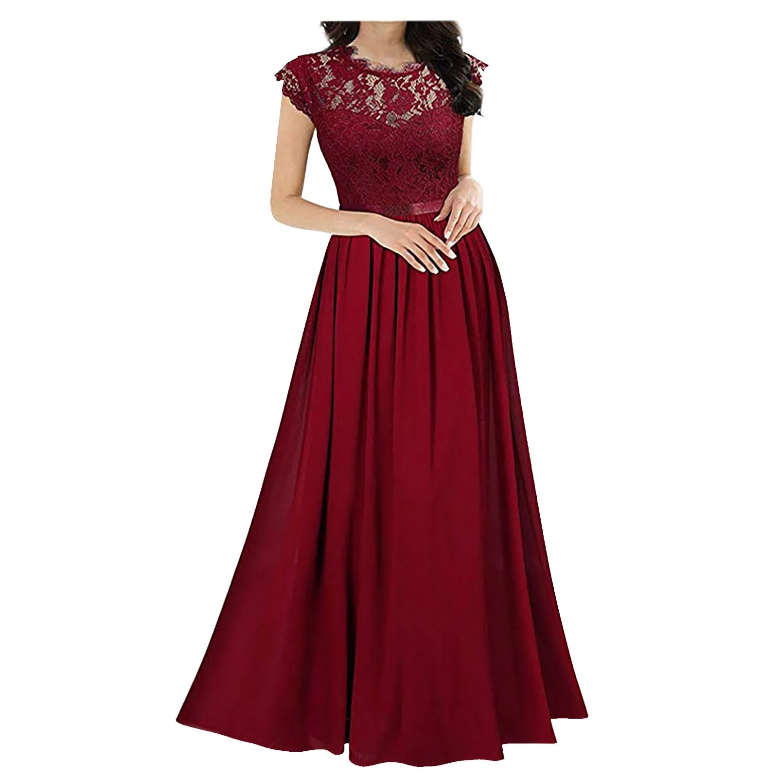 New Women's Evening Lace Dress Elegant Bridesmaid's Long Dress Swing Dress Female Short Sleeved Retro Club Party Vestidos - Image 5