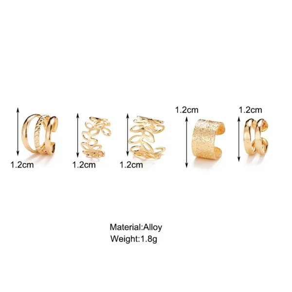 Gold Silver Color Leaves Clip Earring for Women Men Creative Simple C Ear Cuff Non-Piercing Ear Ear Clip Set Trendy Jewelry Gift - Image 6