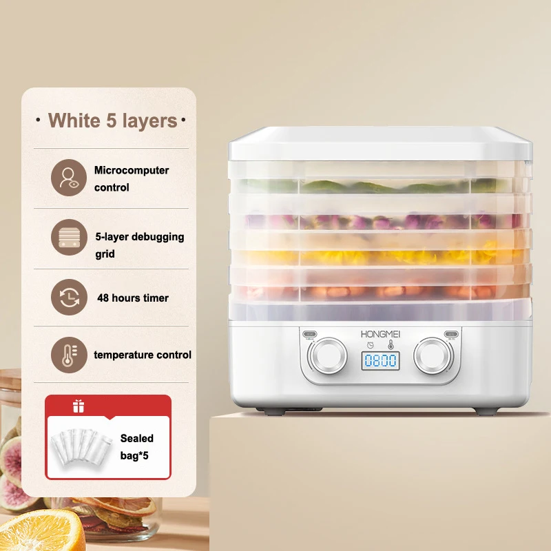 5-layer Intelligent LED Digital Display Fully Automatic Food Dehydration Air Dryer Household Fruit and Flower Tea Pet Meat Dryer - Image 5