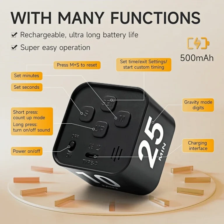 Kitchen Digital Timer Clock Pomodoro Visual Timer,Gravity Senso Chronometer Study Timer Children Stopwatch Timer for Studying - Image 4