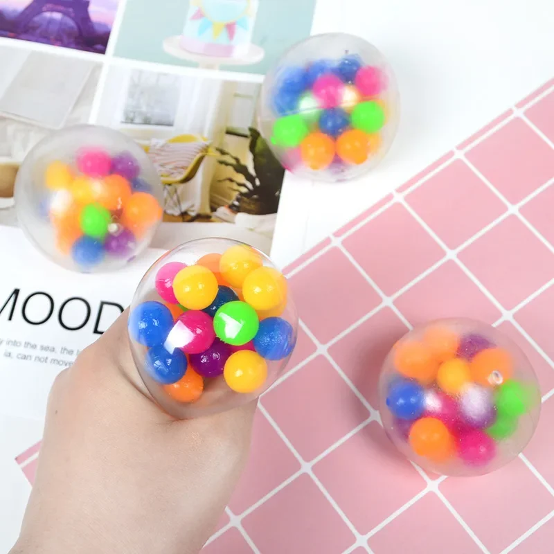 Colorful Bead Stress Relief Ball Soft Rubber Toy Squeezable Fun Plaything Reducing Pressure Amusing Gadgets from Mainland China - Image 2