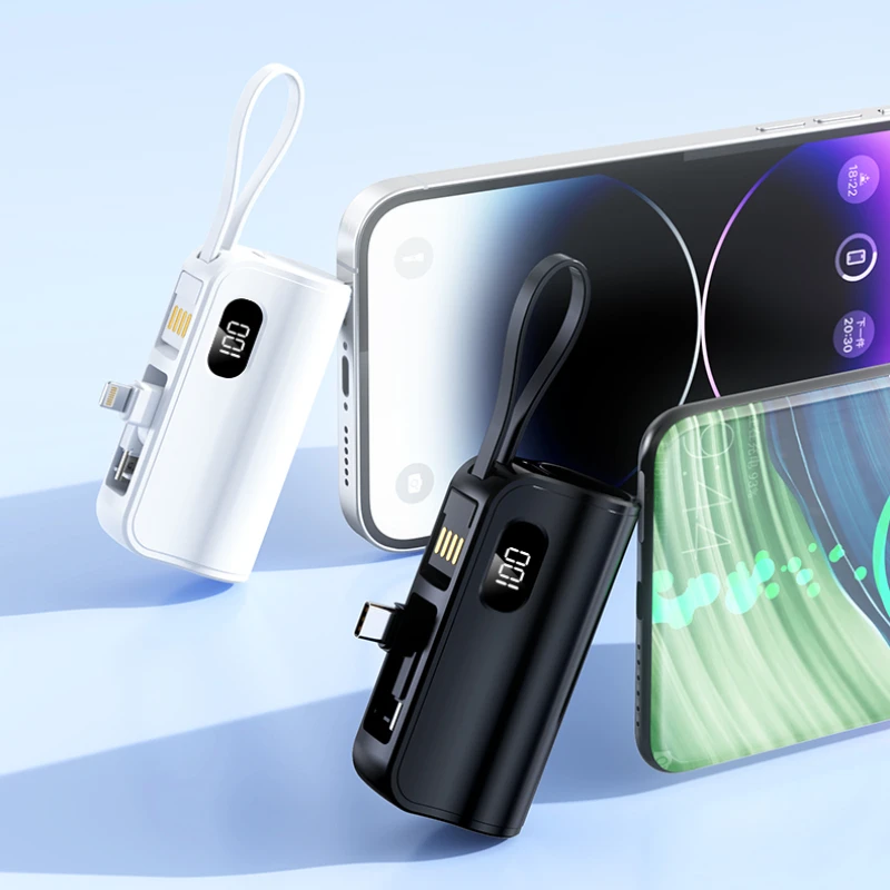 3/1 Capsule Power Banks 5000mah Mini Charging Emergency Tail Plug 22.5w Mobile Shared Powerbank Built-in Cable/invisible Bracket - Image 3