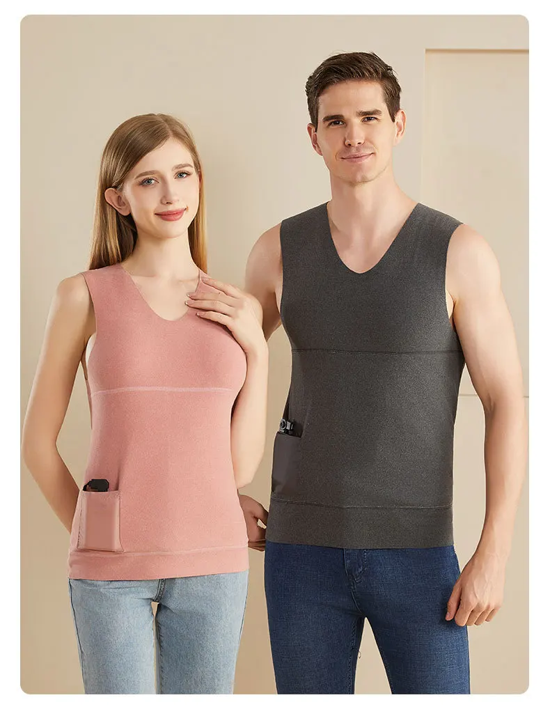 Heated Jacket Men Women Warm Seamless Vest USB Self Heating Jacket Ski Camping Hiking Heated suede Winter Clothes Washed - Image 4
