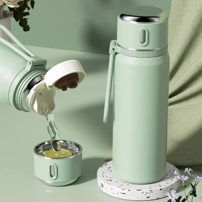 450/550ml 316 Stainless Steel Thermos Bottle Smart Temperature Display One Cup Two Drinks with Filter Screen Portable Handle - Image 4