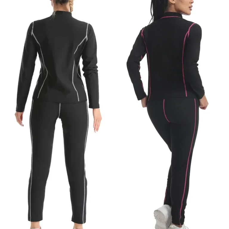 Women's Sauna Suit Set Sweat Outfit Fitness Training Running Wear Body Shaping Clothing Patchwork Lines Slimming Underwear - Image 3