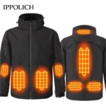Winter Men's Heating Jacket 8 Area USB Electric Heated Coat Washable Self Heating Hooded Coat Outdoor Camping Sport Thermal Coat