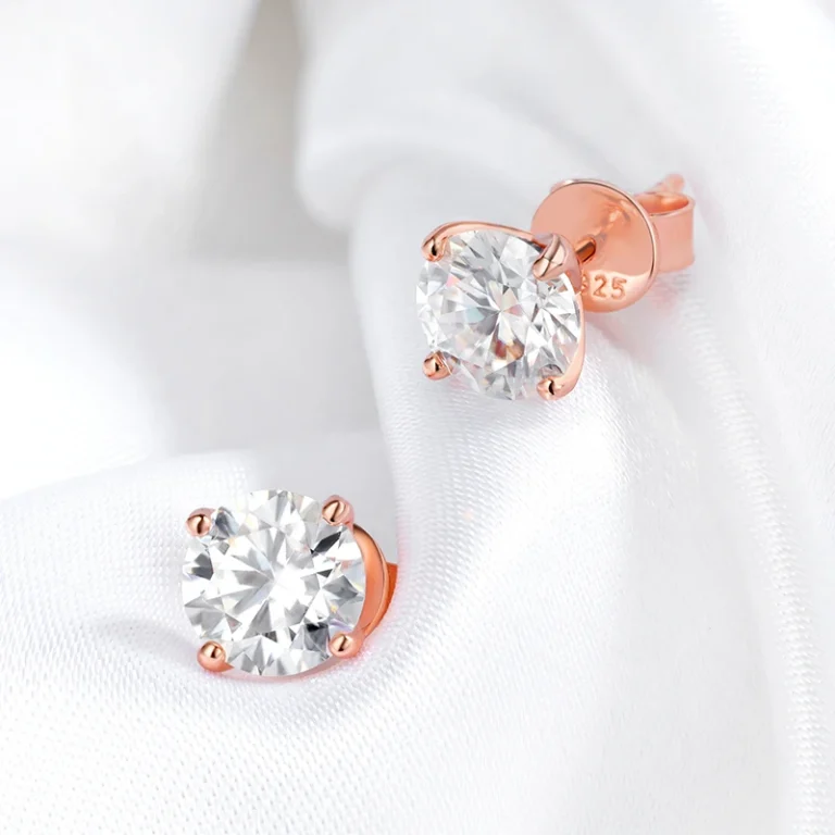 Smyoue 0.2-3CT Rose Gold Color Moissanite Stud Earrings for Women Sparkling Classic Wedding Lab Diamond Earring Pure 925 Silver - Image 4