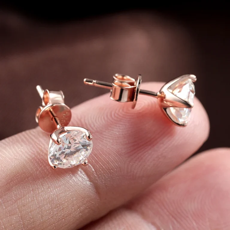 Smyoue 0.2-3CT Rose Gold Color Moissanite Stud Earrings for Women Sparkling Classic Wedding Lab Diamond Earring Pure 925 Silver - Image 3