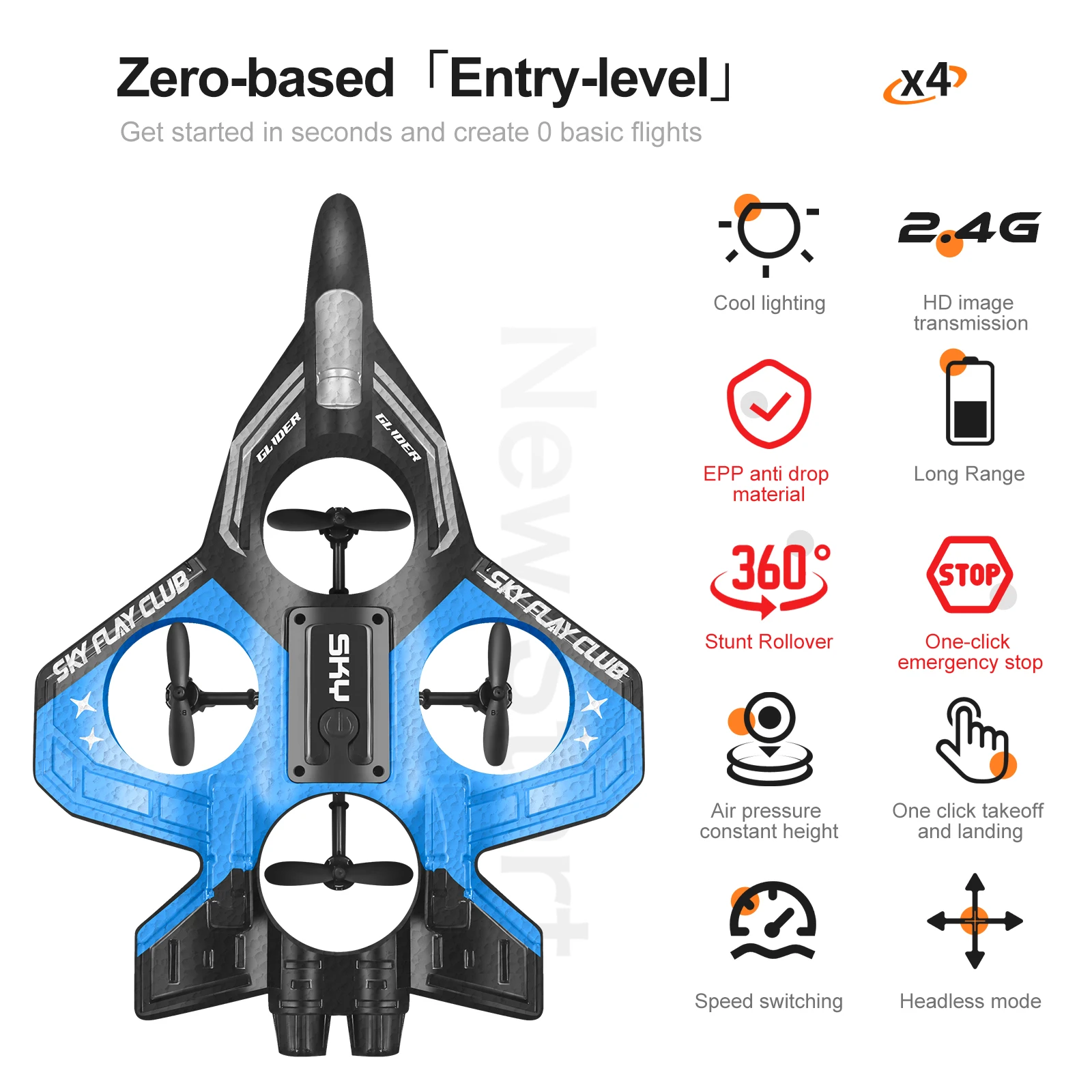 2025 New YP3 Foam Aircraft Remote Control Four Axle Fighter Wrestle Resistant Aerial Stunt Children Model Airplane Gift - Image 6