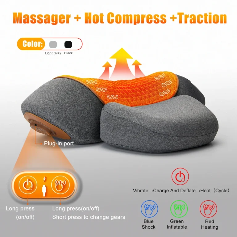 Electric Neck Massager Cervical Pillow Hot Compress Vibration Massage Neck Traction Relax Pillow Spine Support Massager Pillow - Image 2
