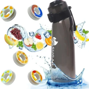 Portable Sports Water Bottle With 5 Flavored Pods Including Cola Red Bull And Lemon With A Straw Perfect For Outdoor