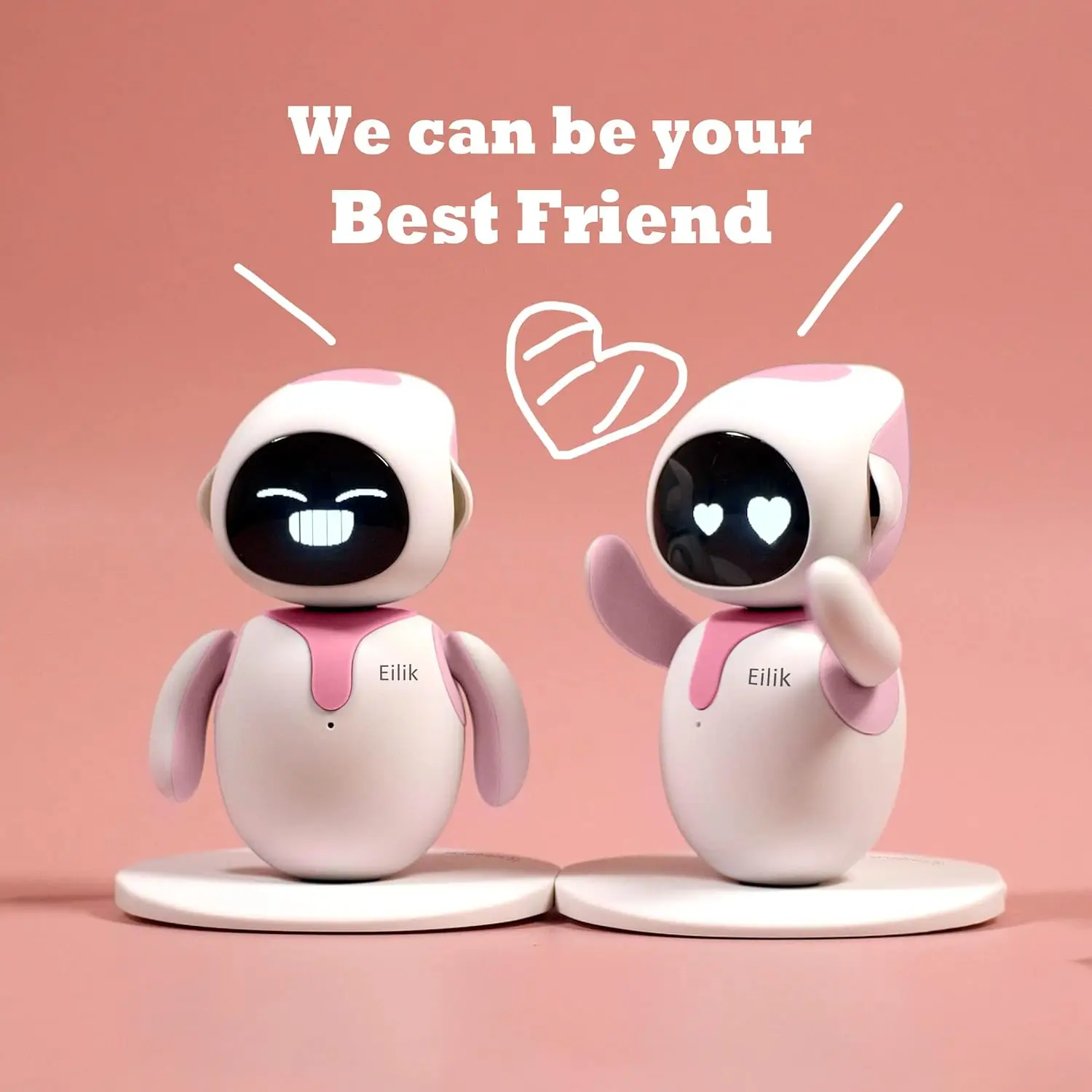 Eilik Pink - Touch Interactive Toys, Cute Robot Pets with Abundant Emotions. Idle Animations&Mini-Games, Unique Gift for Girls & - Image 4